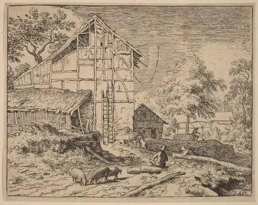 Cottage with Two Ladders, by Allart van Everdingen