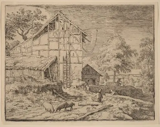 Cottage with Two Ladders, by Allart van Everdingen