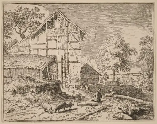 Cottage with Two Ladders, by Allart van Everdingen