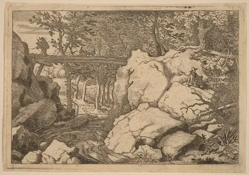 Goat on a small Bridge, by Allart van Everdingen