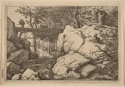 Goat on a small Bridge, by Allart van Everdingen
