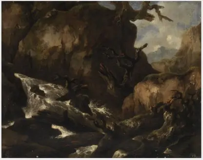 Landscape with a Mountain Torrent, by Allart van Everdingen
