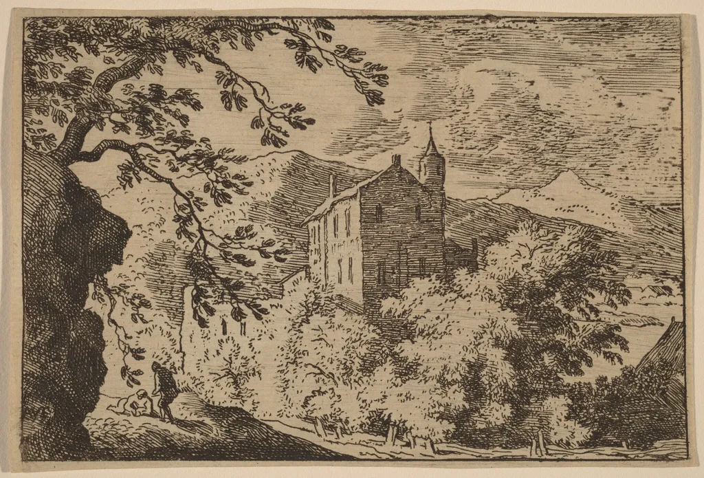 Large House with a Turret, by Allart van Everdingen, ink, 1650