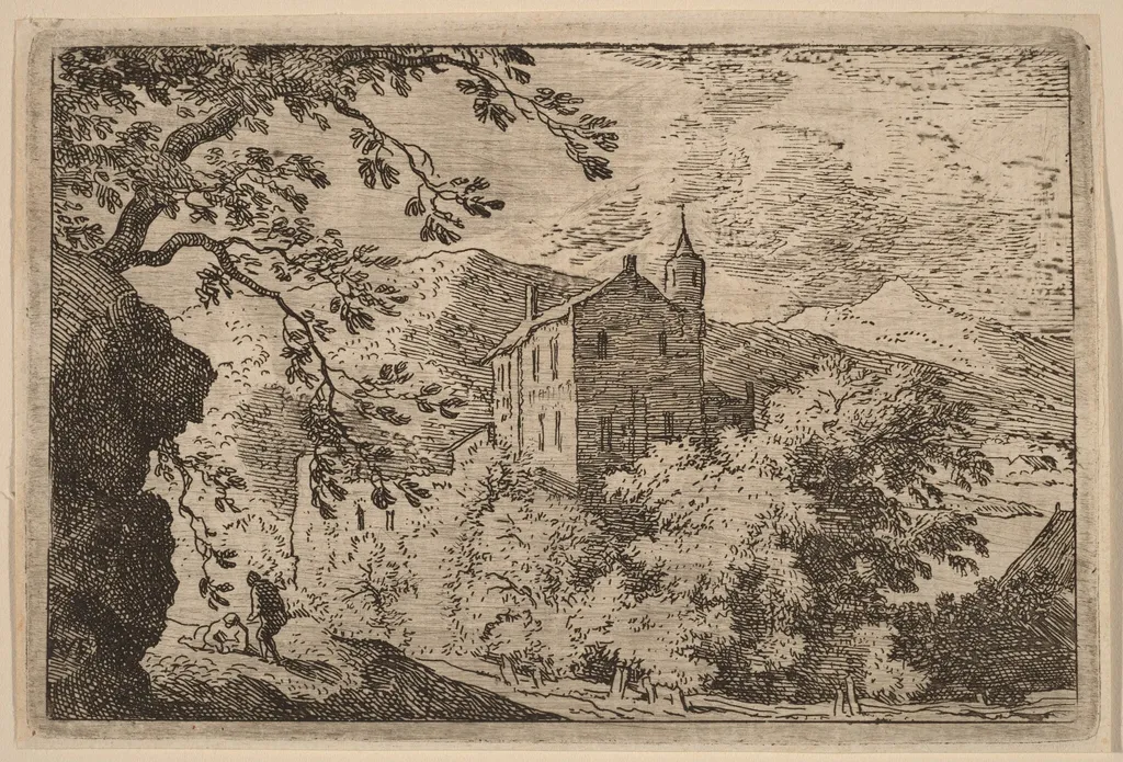 Large House with a Turret, by Allart van Everdingen, ink, 1650