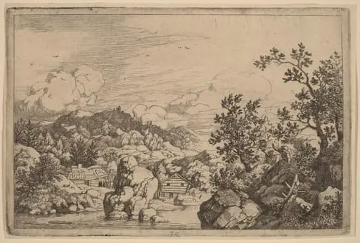 Large Rock Projecting from a River, by Allart van Everdingen