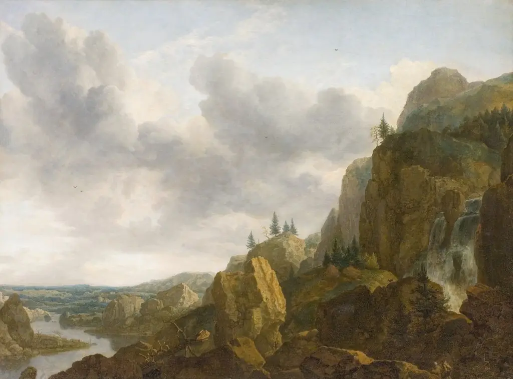 Northern Mountain Landscape with Waterfall, by Allart van Everdingen