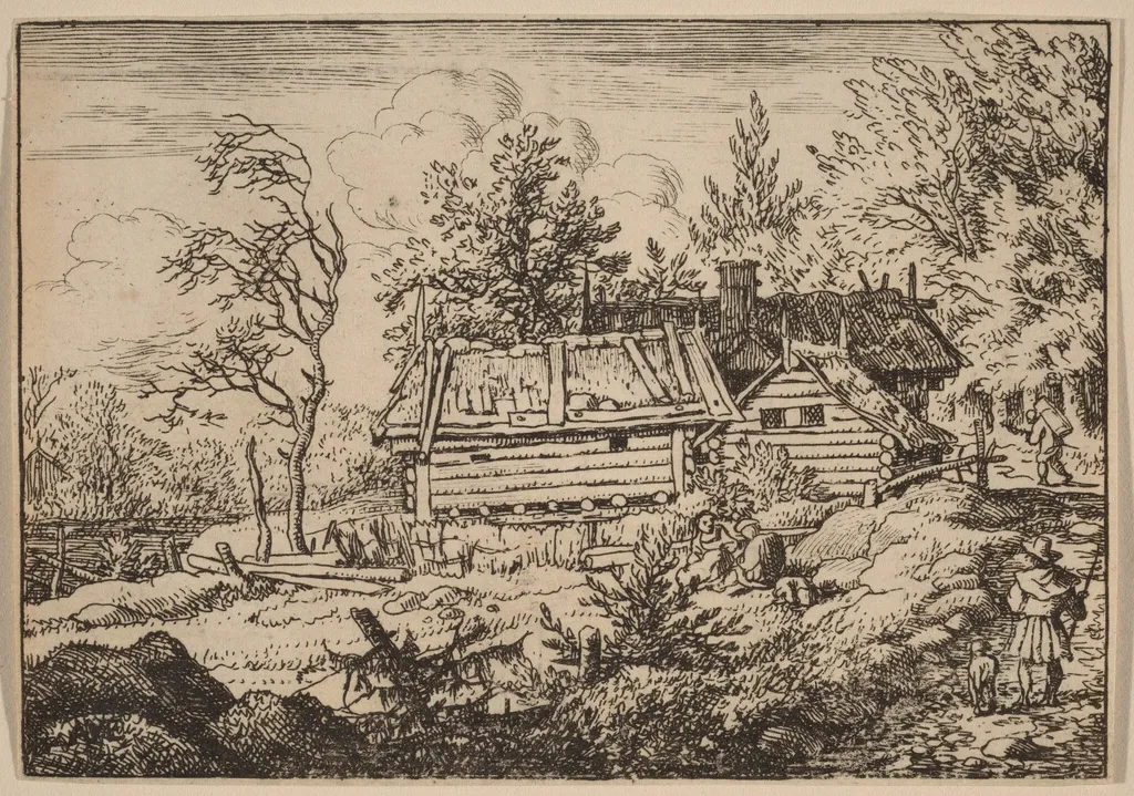 Pilgrim with a Dog, by Allart van Everdingen, ink, 1650
