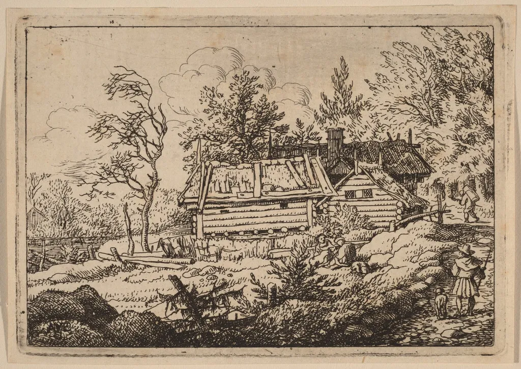 Pilgrim with a Dog, by Allart van Everdingen, ink, 1650