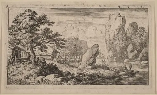 Pointed Boulder at the Bank of a River, by Allart van Everdingen