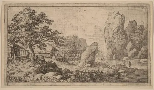 Pointed Boulder at the Bank of a River, by Allart van Everdingen