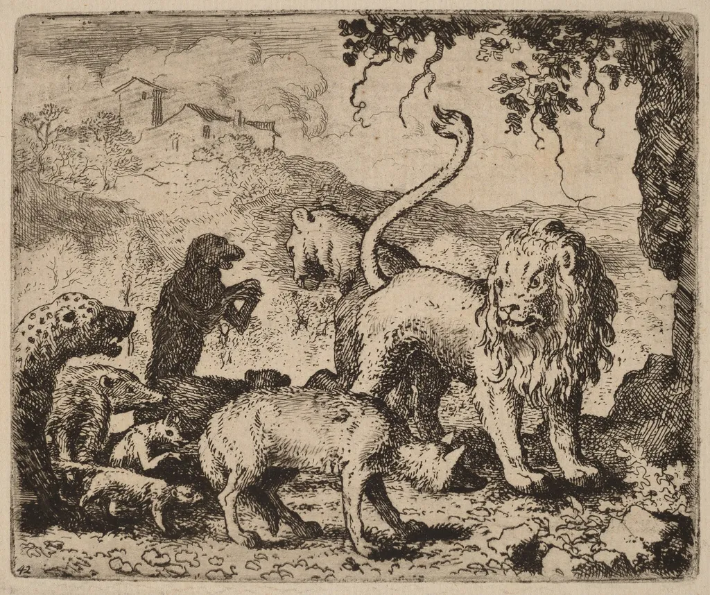 Reynard Accused, by Allart van Everdingen, ink, 1650