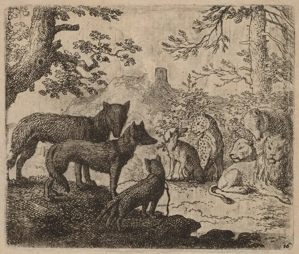 Reynard's Relatives Plead for Him, by Allart van Everdingen, ink, 1650