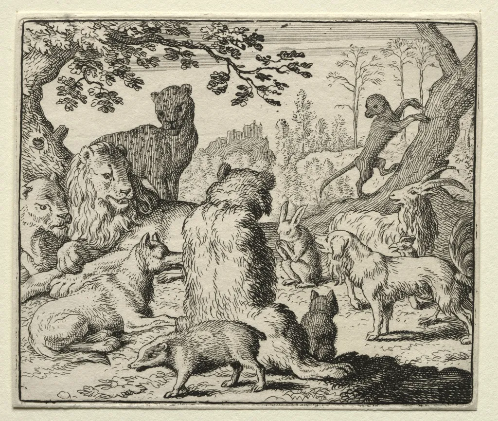Reynard the Fox: Lion Orders Search for Reynard, by Allart van Everdingen, 1662
