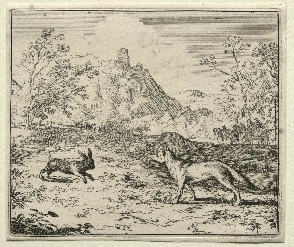 Reynard the Fox: Reynard and the Rabbit, by Allart van Everdingen, 1662
