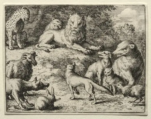 Reynard the Fox:  Reynard Appears at Court, by Allart van Everdingen