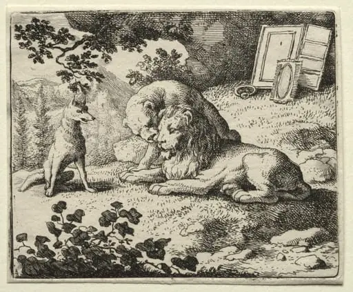 Reynard the Fox: Reynard Promises Gifts to the Lion, by Allart van Everdingen
