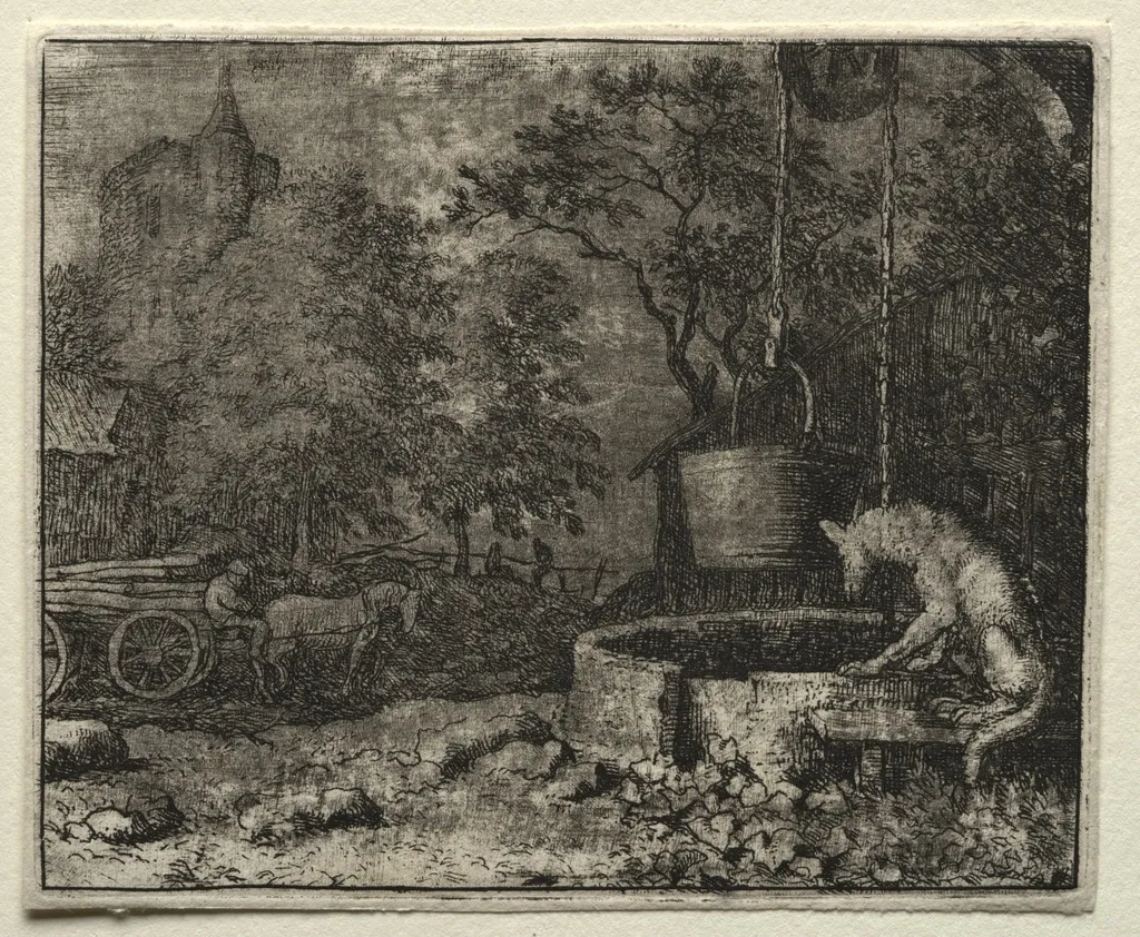 Reynard the Fox: Reynard Tricks the Wife of the Wolf, by Allart van Everdingen, 1662
