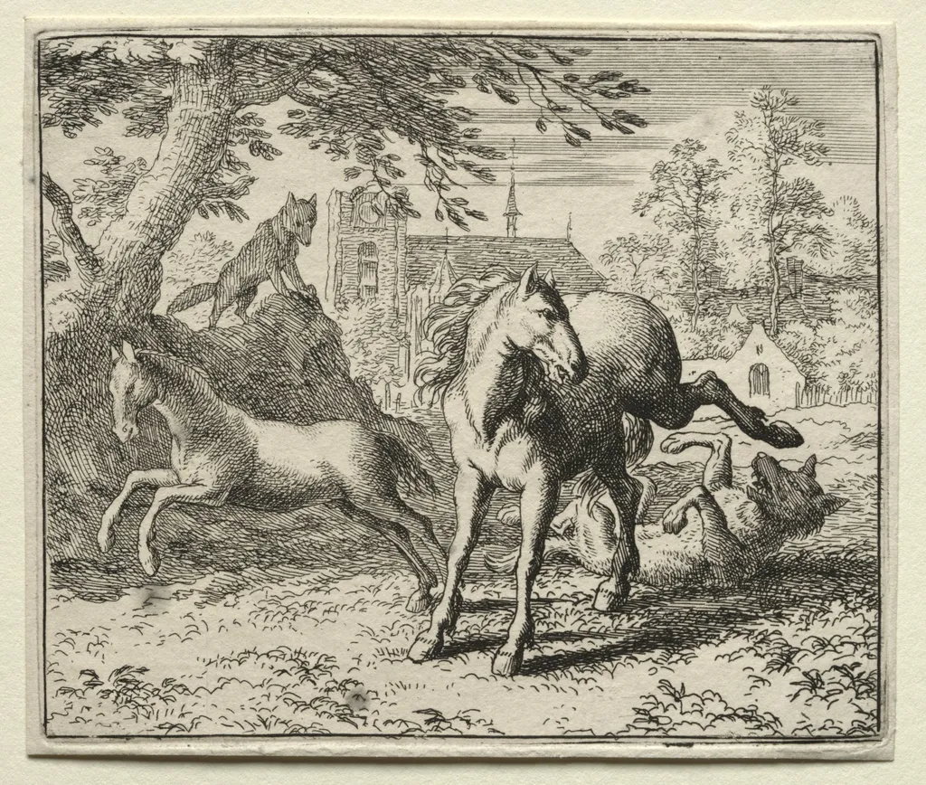 Reynard the Fox: Reynard Tricks the Wolf, by Allart van Everdingen, 1662
