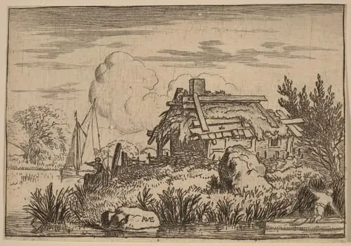 Ruined Cottage, Surrounded by Water, by Allart van Everdingen