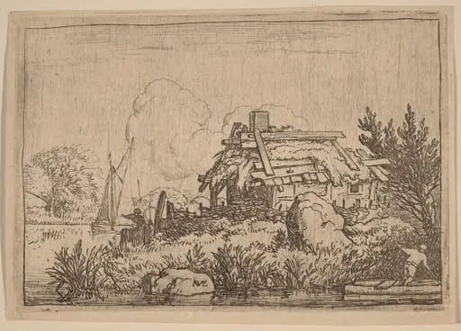 Ruined Cottage, Surrounded by Water, by Allart van Everdingen