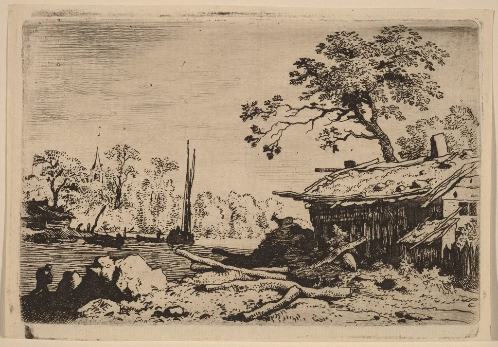 Ruinous Hut, by Allart van Everdingen, ink, 1650