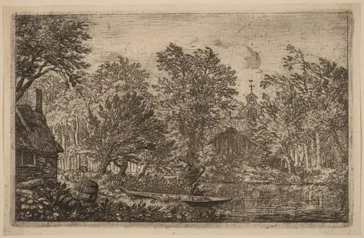 Skiff at a River Bank, by Allart van Everdingen
