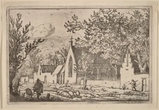 Swine Herd near a Chapel, by Allart van Everdingen