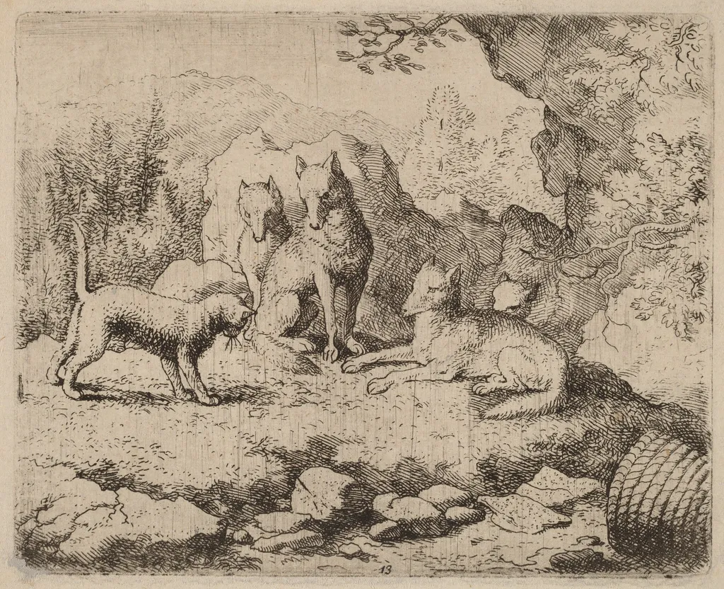 The Cat Sent as Messenger, by Allart van Everdingen, ink, 1650