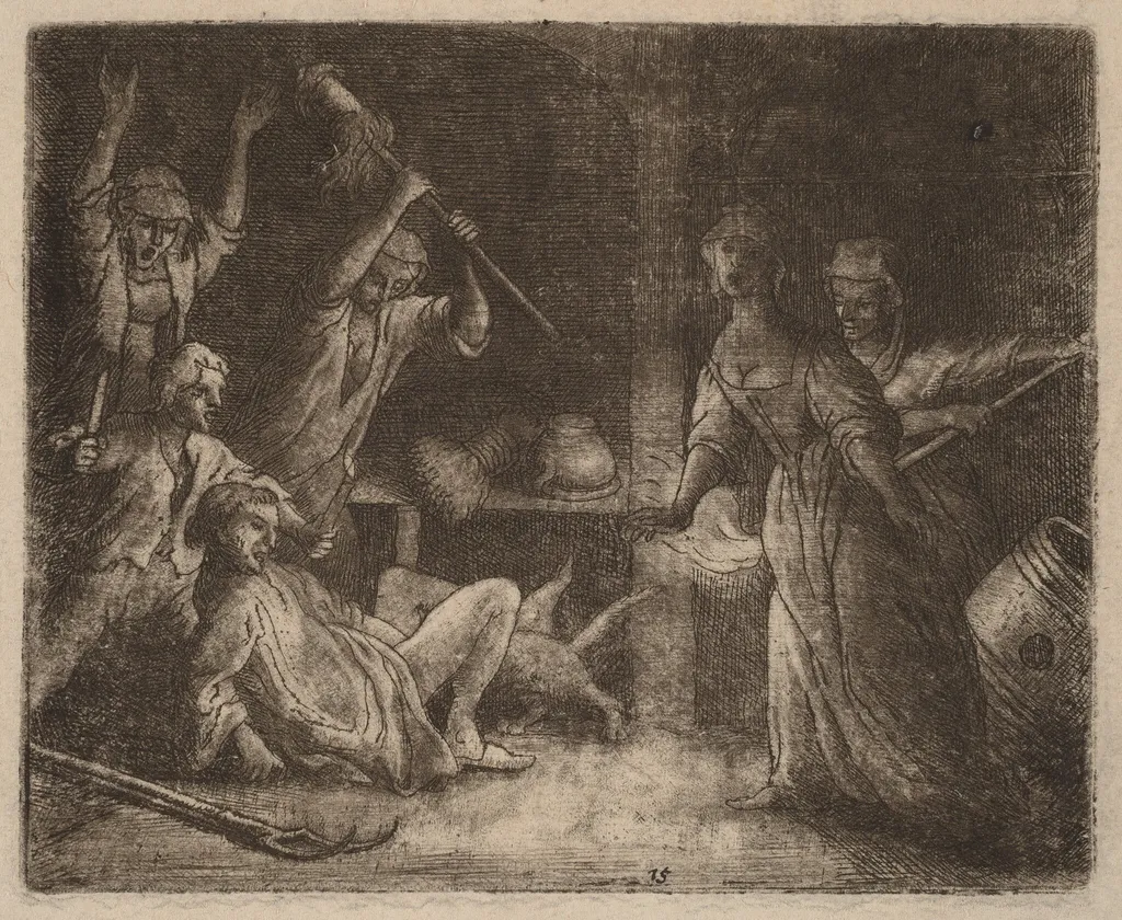 The Cat Trapped and Beaten, by Allart van Everdingen, ink, 1650