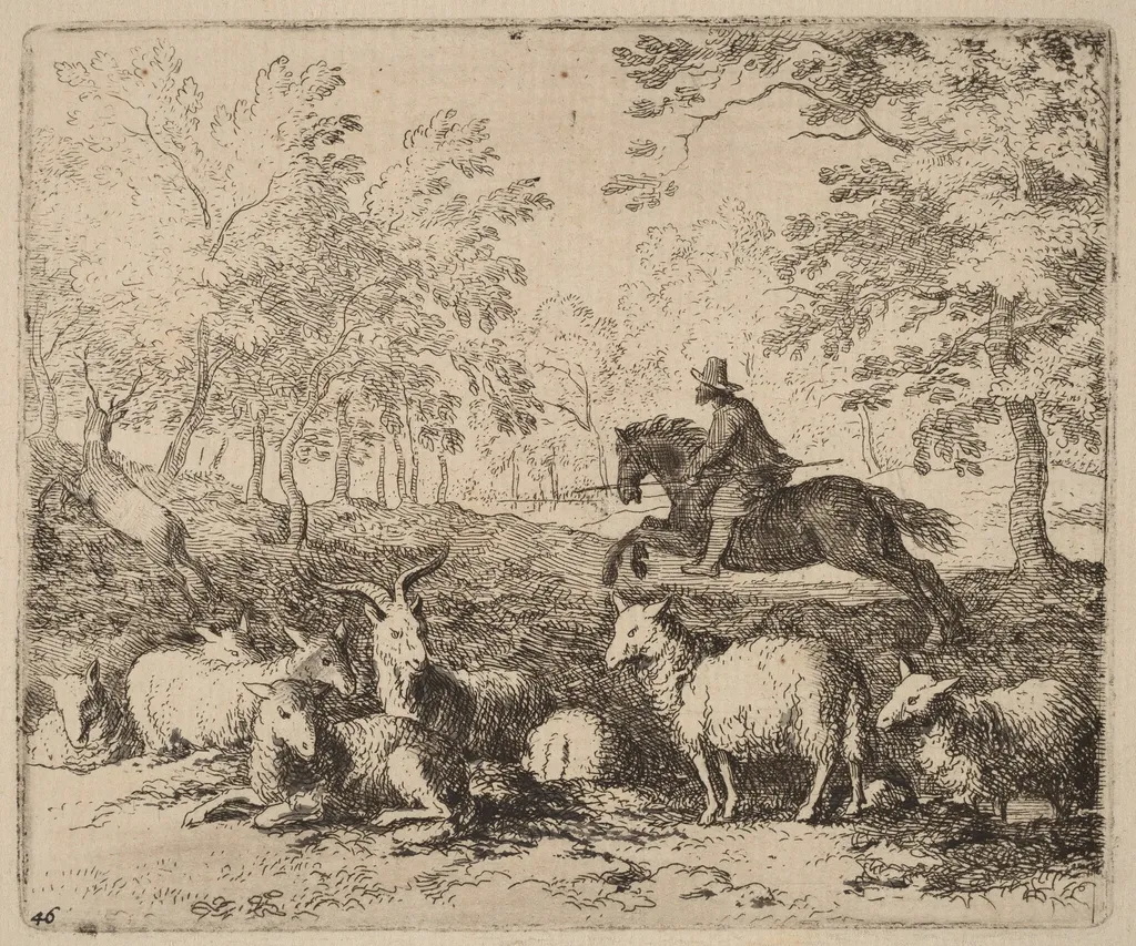 The Horse Forced to Pursue the Stag, by Allart van Everdingen, ink, 1650