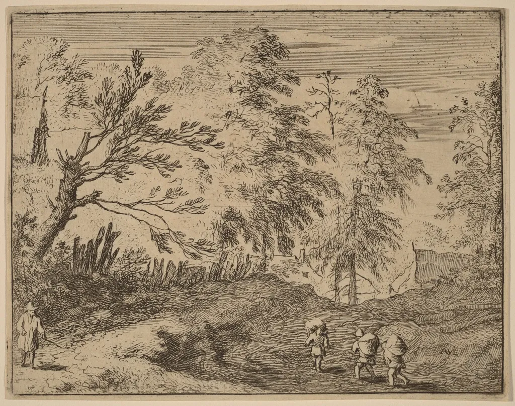 Three Porters, by Allart van Everdingen, ink, 1650