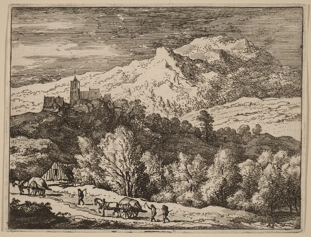 Two Carts, by Allart van Everdingen, ink, 1650