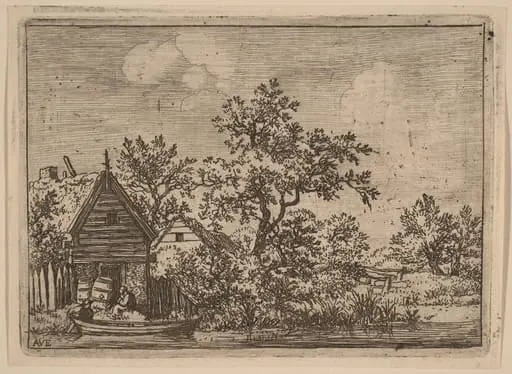 Two Casks in Front of a Cottage, by Allart van Everdingen