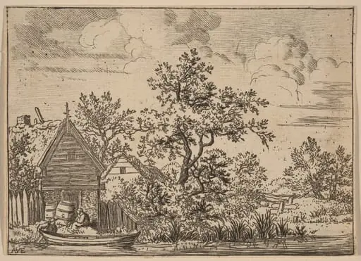 Two Casks in Front of a Cottage, by Allart van Everdingen