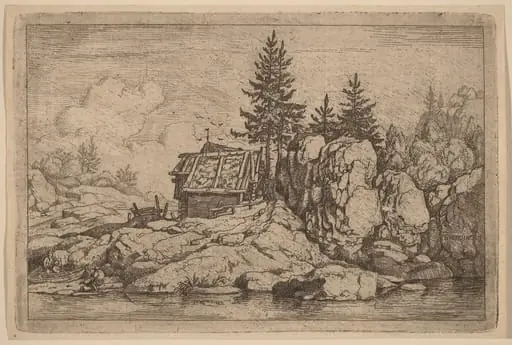 Two Fir Trees near Cottages, by Allart van Everdingen