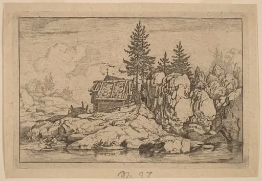 Two Fir Trees near Cottages, by Allart van Everdingen