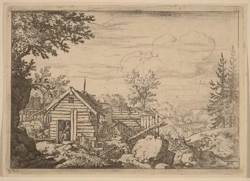 Two Men in the Doorway of a Hut, by Allart van Everdingen