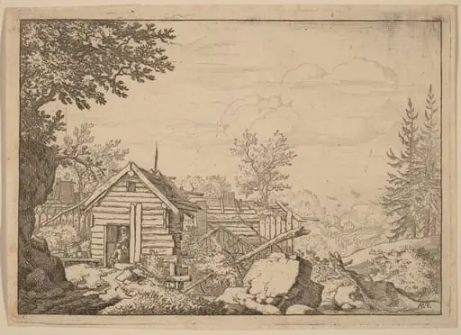 Two Men in the Doorway of a Hut, by Allart van Everdingen
