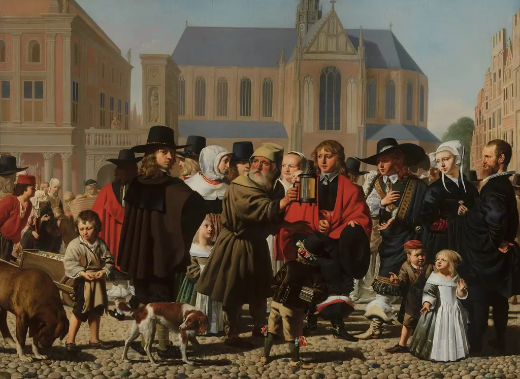 Allegorical portrait of the Steyn family as scene of Diogenes