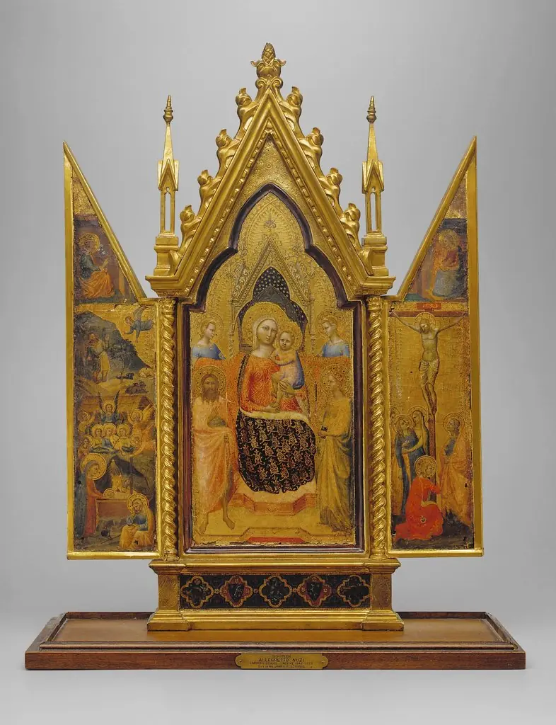 Madonna and Child with Saints, Crucifixion and Nativity, by Allegretto Nuzi