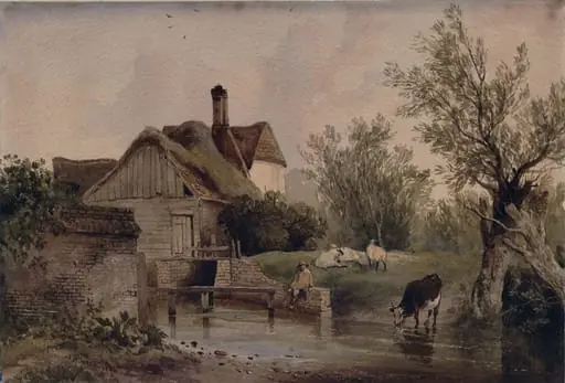 Landscape with a cottage, by Allen