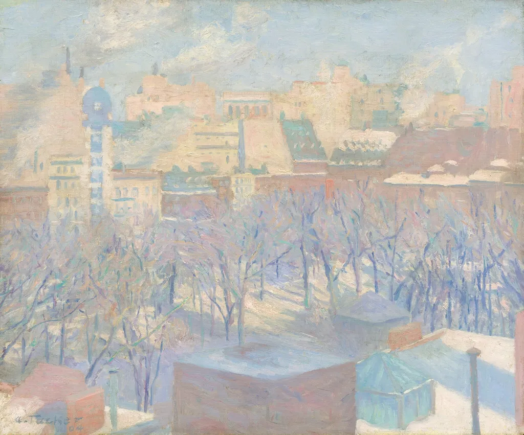Madison Square, Snow, by Allen Tucker, oil, 1904