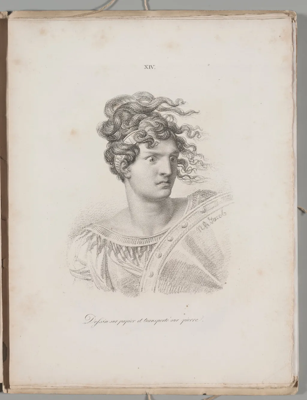 Art of the Lithograph: Head of an Amazon, Plate XIV, by Alois Senefelder, 1819