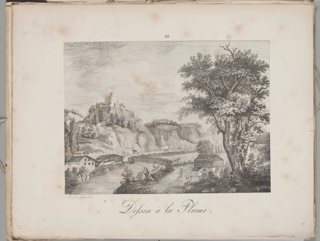 Art of the Lithograph: Landeck in Tirol, Plate III, by Alois Senefelder, 1819