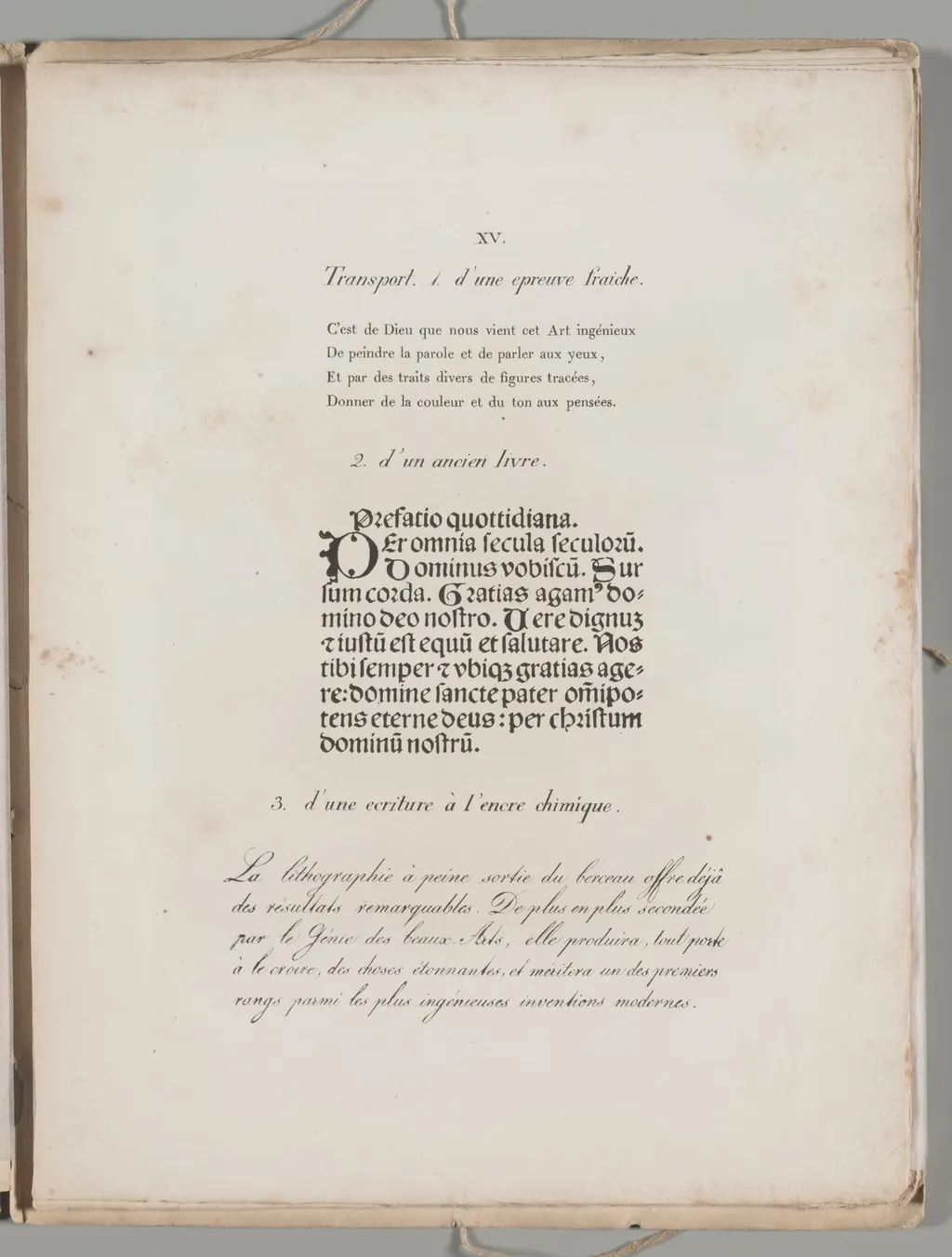 Art of the Lithograph: Printing Letters, Plate XV, by Alois Senefelder, 1819