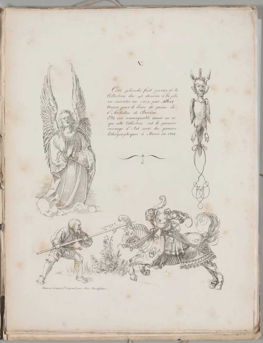 Art of the Lithograph: Three Designs from Dürer’s Prayer Book, Plate V, by Alois Senefelder, 1819