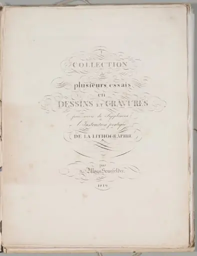 Art of the Lithograph: Title Page, Plate I, by Alois Senefelder