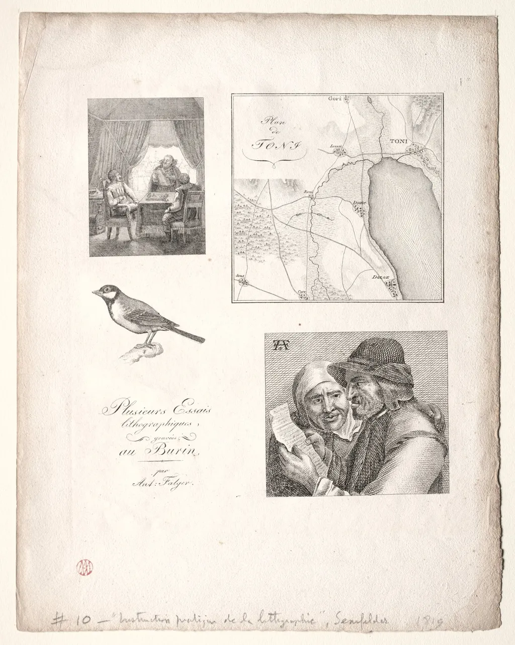 L'art de la litographie:Four Subjects after Falger, by Alois Senefelder, 1819