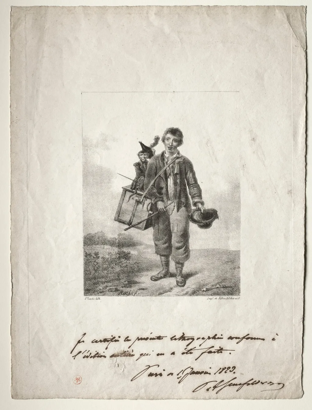 Organ-Grinder Boy, by Alois Senefelder, 1829