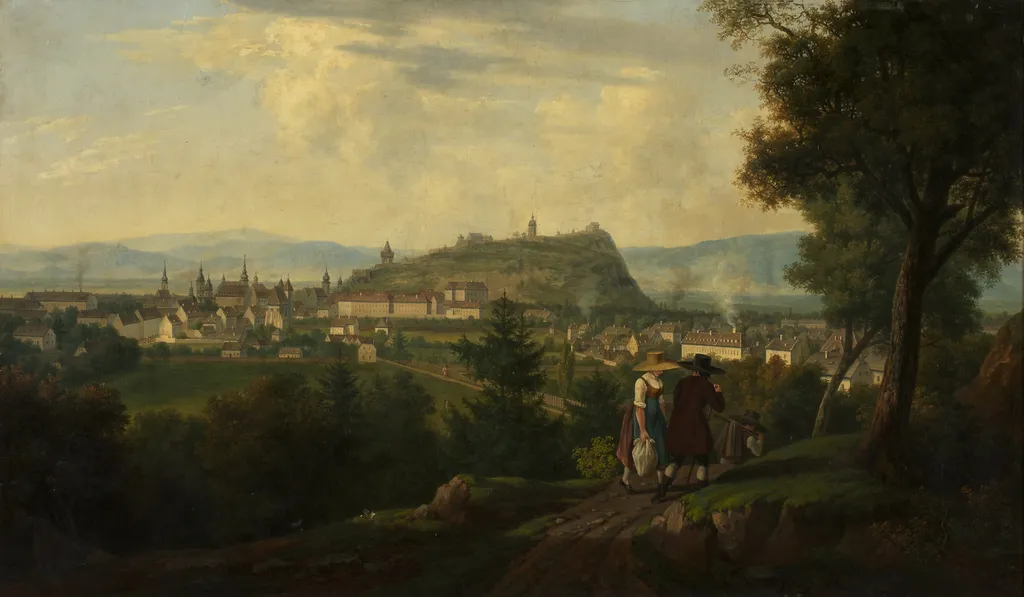 Graz mit Schlossberg, by Alois von Saar, oil, 1829